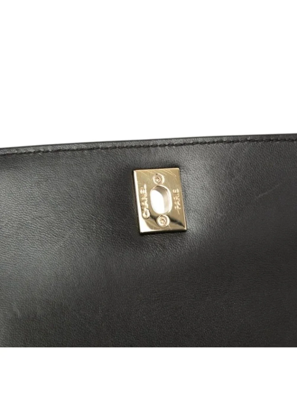 Chanel Quilted CC Logo Chain Shoulder Bag Black Lambskin